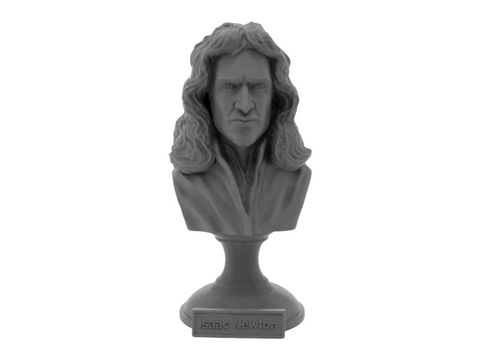 Isaac Newton, 5-inch Bust on Pedestal, Gray