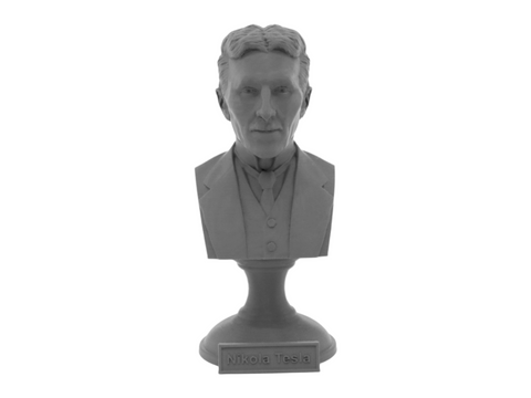 Nikola Tesla, 5-inch Bust on Pedestal, Gray