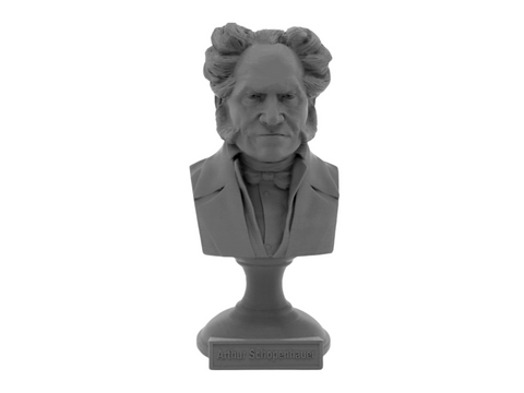Arthur Schopenhauer, 5-inch Bust on Pedestal, Gray