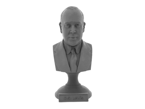C.S. Lewis, 5-inch Bust on Pedestal, Gray