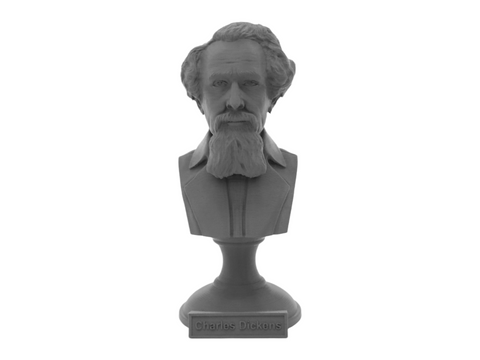 Charles Dickens, 5-inch Bust on Pedestal, Gray