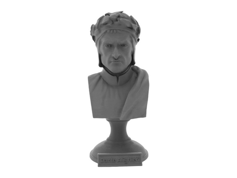 Dante Alighieri, 5-inch Bust on Pedestal, Gray