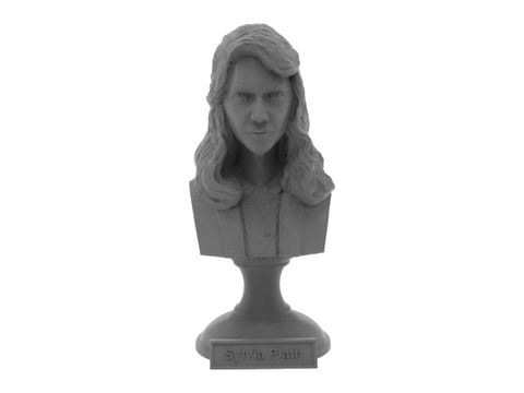 Sylvia Plath, 5-inch Bust on Pedestal, Gray