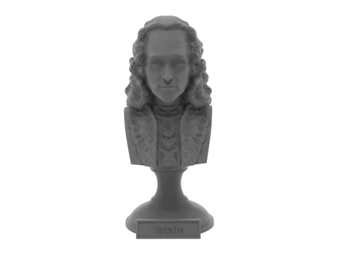 Voltaire, 5-inch Bust on Pedestal, Gray