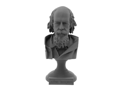 Alfred Lord Tennyson, 5-inch Bust on Pedestal, Gray