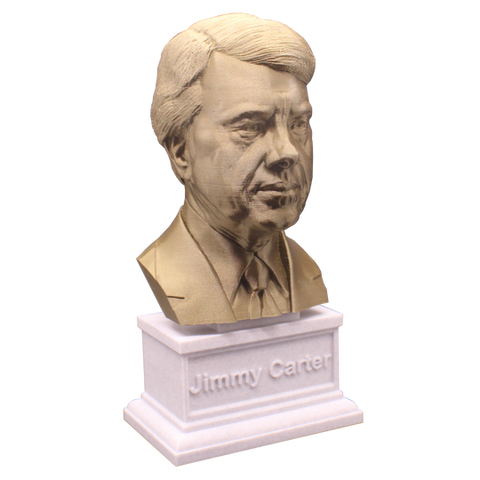 Jimmy Carter, 7-inch Bust on Box Plinth, Bronze/White Marble