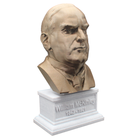 William McKinley, 7-inch Bust on Box Plinth, Bronze/White Marble