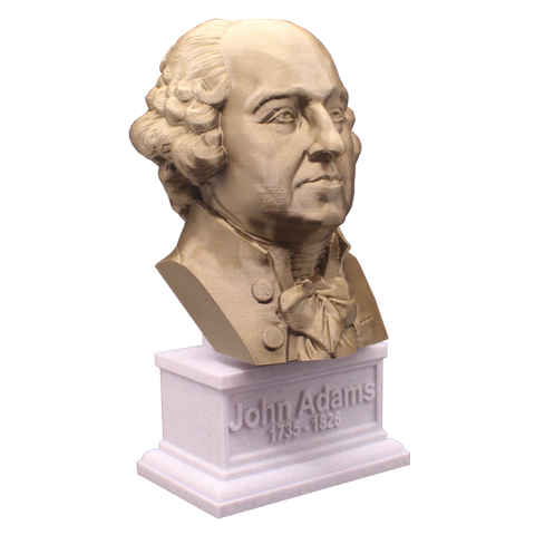 John Adams, 7-inch Bust on Box Plinth, Bronze/White Marble