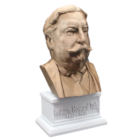William Howard Taft, 7-inch Bust on Box Plinth, Bronze/White Marble