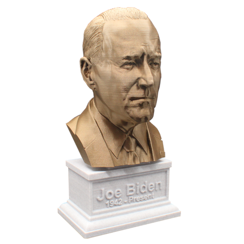 Joe Biden, 7-inch Bust on Box Plinth, Bronze/White Marble