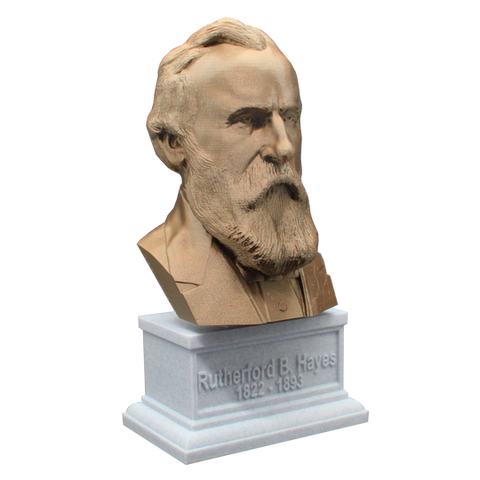 Rutherford B. Hayes, 7-inch Bust on Box Plinth, Bronze/White Marble