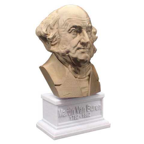Martin Van Buren, 7-inch Bust on Box Plinth, Bronze/White Marble