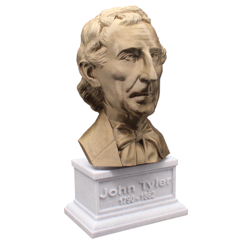 John Tyler, 7-inch Bust on Box Plinth, Bronze/White Marble