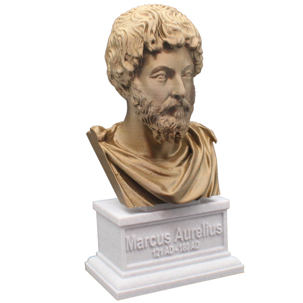 Marcus Aurelius Roman Emperor and Philosopher Sculpture Bust on Box Plinth