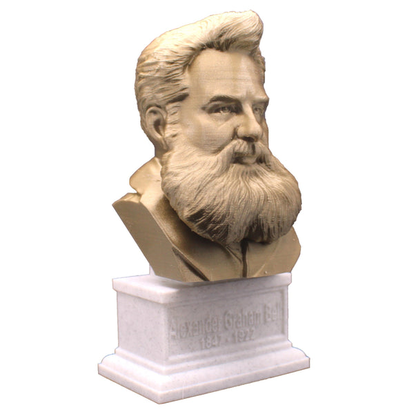 Alexander Graham Bell Famous American Inventor, Scientist, and Engineer Sculpture Bust on Box Plinth