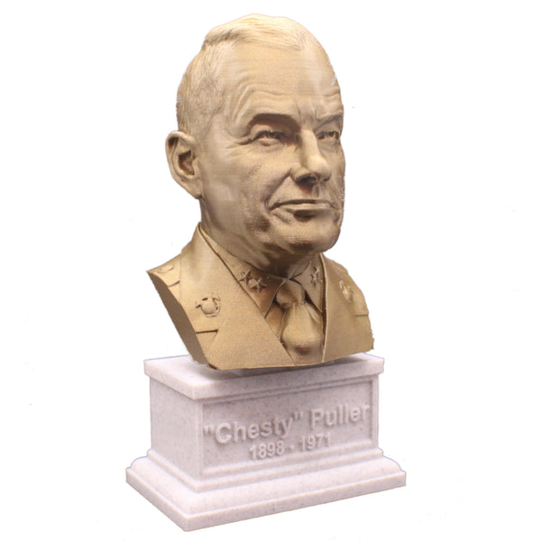 Lewis Burwell "Chesty" Puller Legendary US Marine Corps General Sculpture Bust on Box Plinth