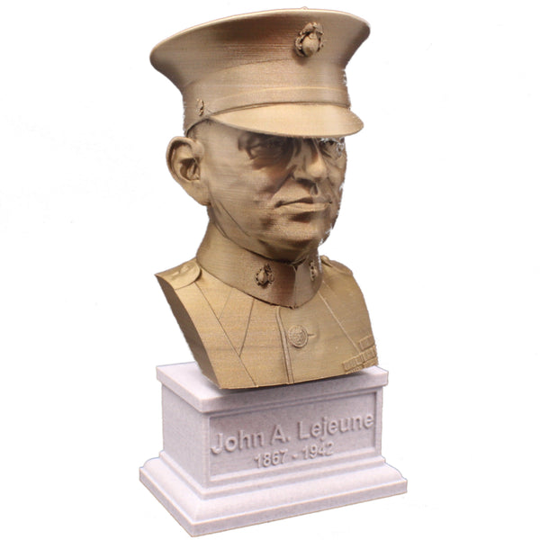 John A Lejeune Legendary US Marine General and 13th Commandant Sculpture Bust on Box Plinth