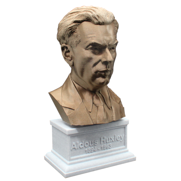Aldous Huxley, Famous English Writer and Philosopher, Sculpture Bust on Box Plinth