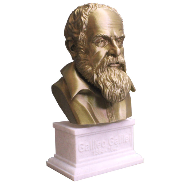 Galileo Galilei Italian Polymath, Astronomer, Physicist, and Engineer Sculpture Bust on Box Plinth