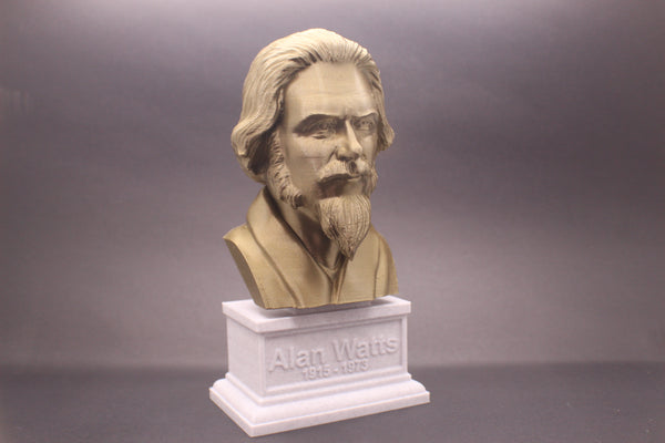 Alan Watts British Philosopher Sculpture Bust on Box Plinth