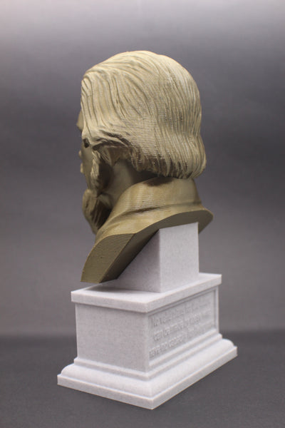 Alan Watts British Philosopher Sculpture Bust on Box Plinth