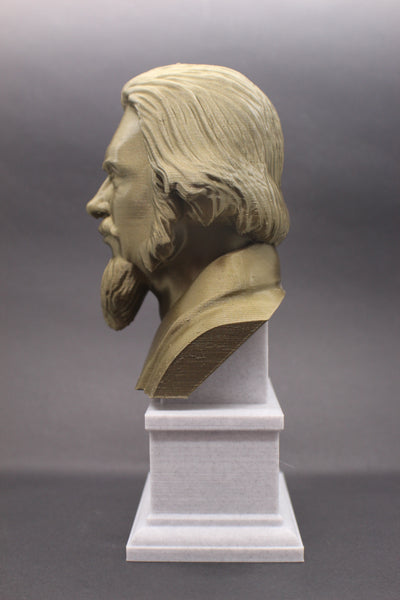 Alan Watts British Philosopher Sculpture Bust on Box Plinth