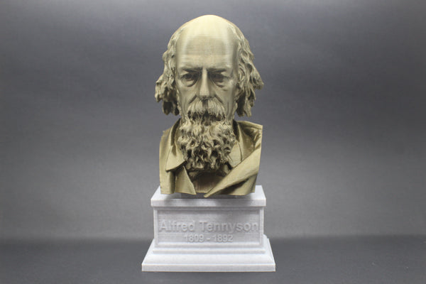 Lord Alfred Tennyson, English Poet and Poet Laureate Sculpture Bust on Box Plinth