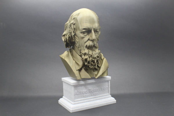Lord Alfred Tennyson, English Poet and Poet Laureate Sculpture Bust on Box Plinth