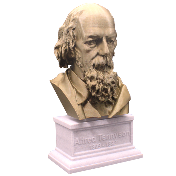 Lord Alfred Tennyson, English Poet and Poet Laureate Sculpture Bust on Box Plinth