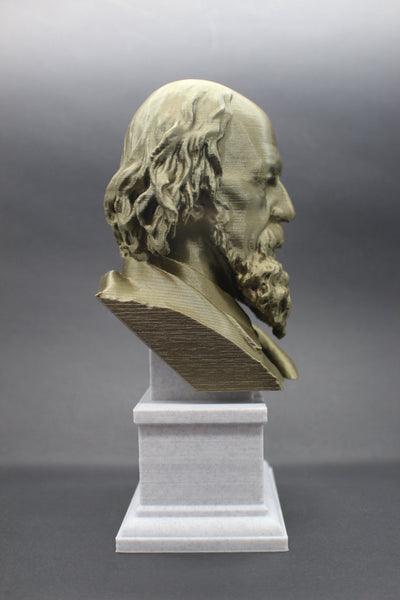 Lord Alfred Tennyson, English Poet and Poet Laureate Sculpture Bust on Box Plinth