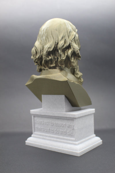 Lord Alfred Tennyson, English Poet and Poet Laureate Sculpture Bust on Box Plinth