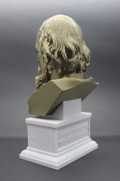 Lord Alfred Tennyson, English Poet and Poet Laureate Sculpture Bust on Box Plinth