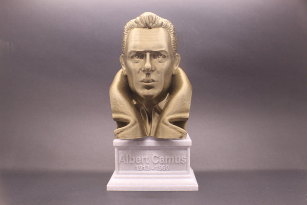 Albert Camus French Philosopher Sculpture Bust on Box Plinth