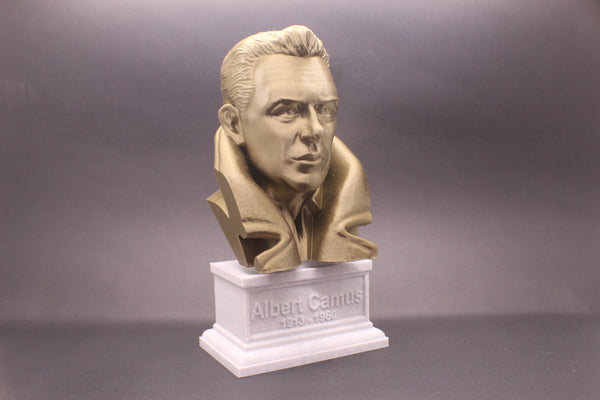 Albert Camus French Philosopher Sculpture Bust on Box Plinth