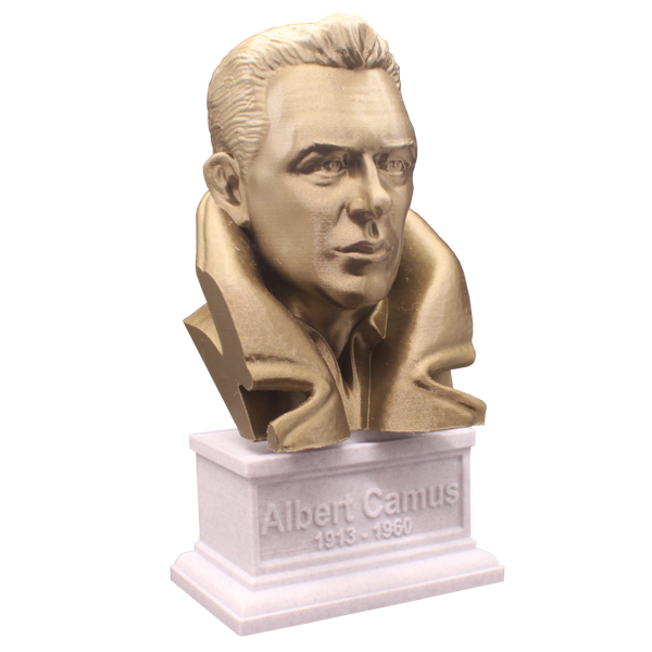 Albert Camus French Philosopher Sculpture Bust on Box Plinth