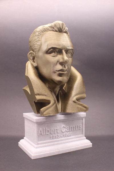 Albert Camus French Philosopher Sculpture Bust on Box Plinth