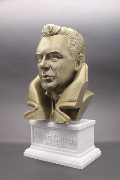 Albert Camus French Philosopher Sculpture Bust on Box Plinth