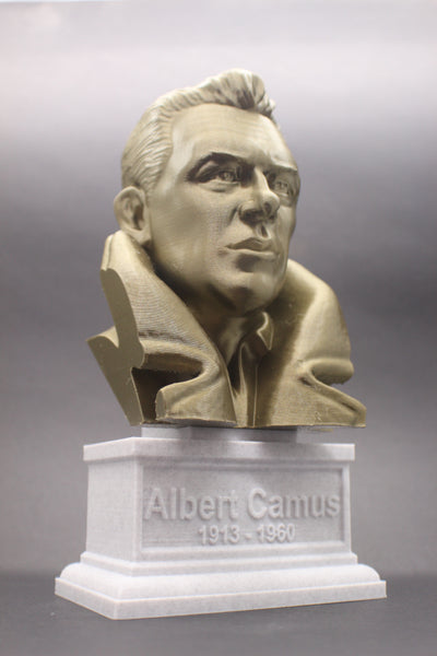 Albert Camus French Philosopher Sculpture Bust on Box Plinth