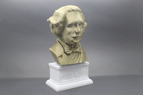 Lewis Carroll, Famous English Author, Sculpture Bust on Box Plinth