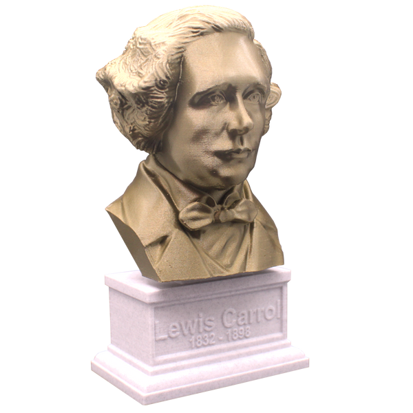 Lewis Carroll, Famous English Author, Sculpture Bust on Box Plinth