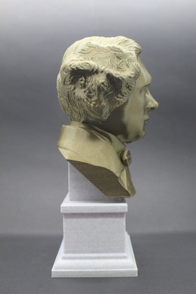 Lewis Carroll, Famous English Author, Sculpture Bust on Box Plinth