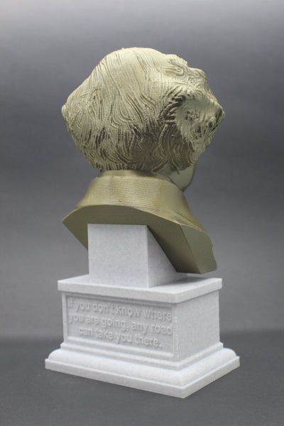 Lewis Carroll, Famous English Author, Sculpture Bust on Box Plinth