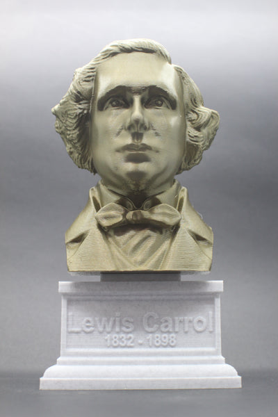 Lewis Carroll, Famous English Author, Sculpture Bust on Box Plinth