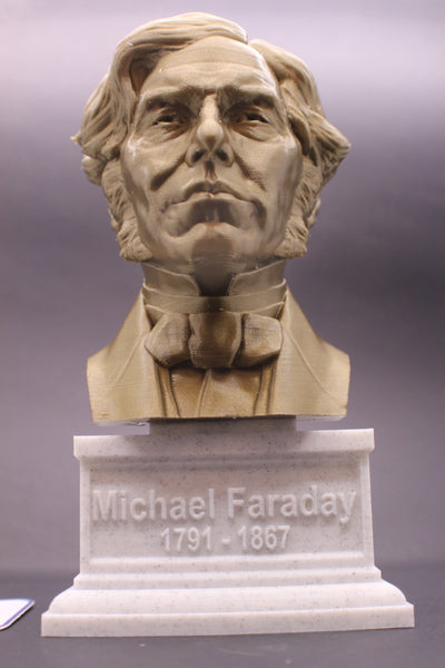 Michael Faraday Famous British Electromagnetic and Electrochemical Scientist Sculpture Bust on Box Plinth