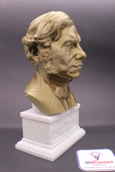 Michael Faraday Famous British Electromagnetic and Electrochemical Scientist Sculpture Bust on Box Plinth