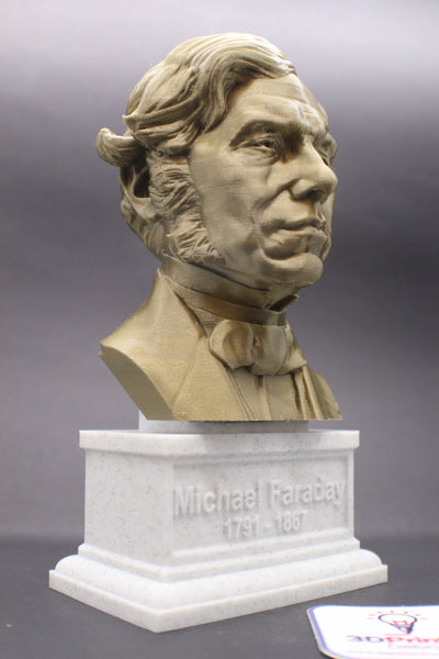 Michael Faraday Famous British Electromagnetic and Electrochemical Scientist Sculpture Bust on Box Plinth