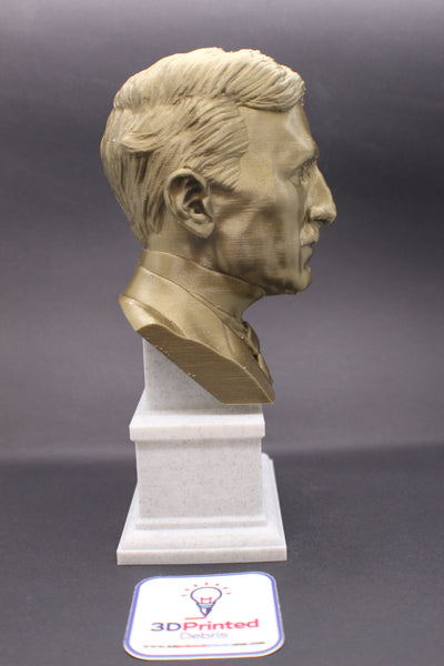 Nikola Tesla Famous Inventor, Electrical Engineer, and Futurist Sculpture Bust on Box Plinth