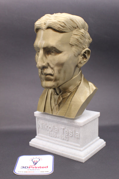 Nikola Tesla Famous Inventor, Electrical Engineer, and Futurist Sculpture Bust on Box Plinth