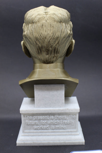 Nikola Tesla Famous Inventor, Electrical Engineer, and Futurist Sculpture Bust on Box Plinth
