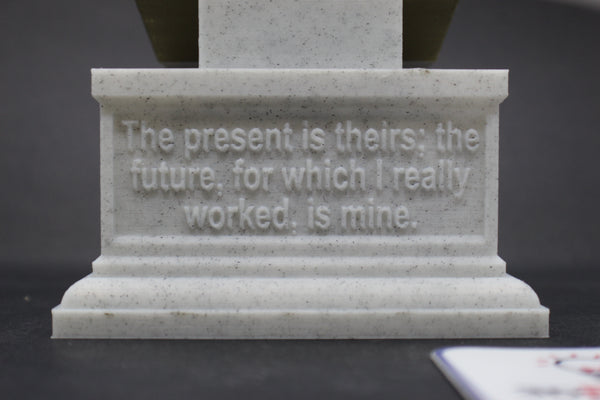 Nikola Tesla Famous Inventor, Electrical Engineer, and Futurist Sculpture Bust on Box Plinth